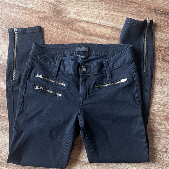 Bebe black moto zip skinny jeans size 25 - Picture 1 of 6